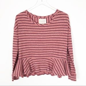 We the Free Auntie Em Peplum Thermal Pink Sz XS